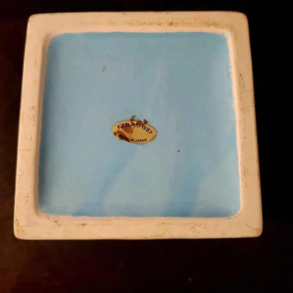 Vintage FTD 1987 Blue Ceramic Baby Nursery Planter